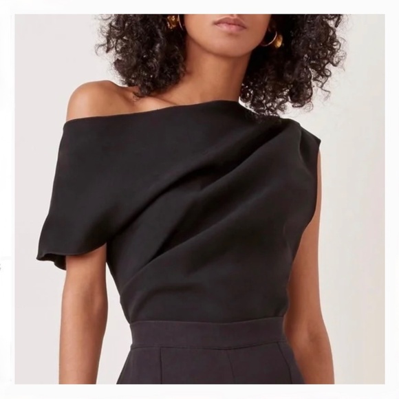 Acler Thistle Gathered One-Shoulder Crepe Top Black XS - Picture 4 of 8
